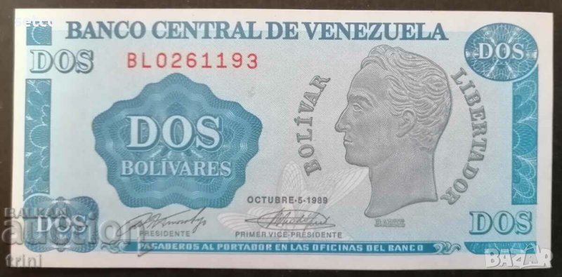 Венецуела 2 боливара 1989 UNC б1, снимка 1