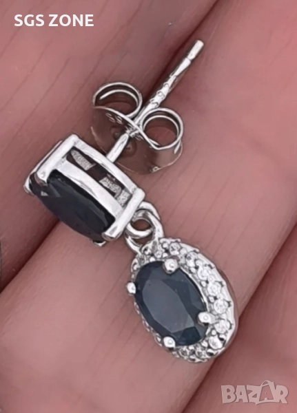 сребърни обеци с изумруди, рубини и сапфири, снимка 1