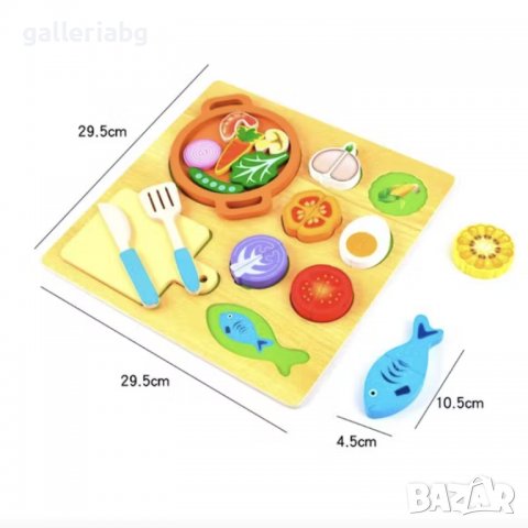 Магнитна дървена играчка-симулатор с 56 части храна , снимка 2 - Други - 39671089