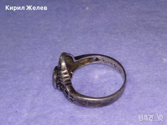 Старинен МАРКОВ Скъпоцн. СРЕБЪРЕН АРТ ДЕКО ПРЪСТЕН СРЕБРО 925 АНГЛИЯ с МАРКАЗИТИ и ЧЕРЕН ОНИКС 40595, снимка 7 - Антикварни и старинни предмети - 42599769