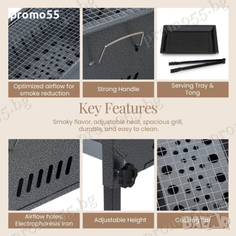 Преносимо Барбекю на Дървени Въглища за Двор, Градина, Пикник, снимка 6 - Барбекюта - 53882837