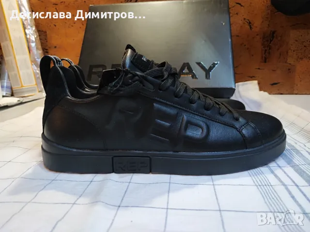 Оригинални нови мъжки обувки/маратонки REPLAY естествена кожа размер 44, снимка 6 - Маратонки - 47639127