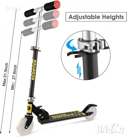 Детска тротинетка сгъваема с големи колела за момичета и момчета над 3 години, регулируема дръжка, снимка 3 - Скутери и тротинетки - 38764124