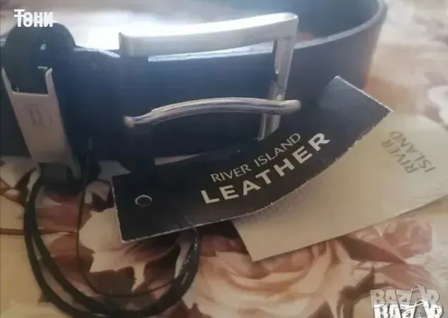 RIVER ISLAND Оригинал Нов Мъжки Колан Изцяло от Естествена Кожа с Етикет 130см. 