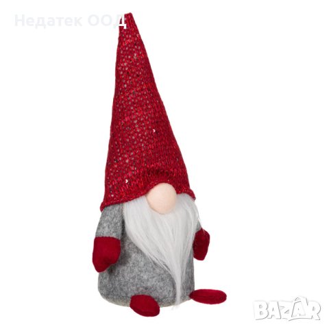 Коледна фигура, Гном, 24 см, Сив/ червен, снимка 2 - Декорация за дома - 42681900