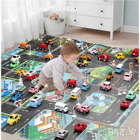 Детска постелка за игра-килим с писта-размери 130х100см, снимка 4 - Играчки за стая - 40004597