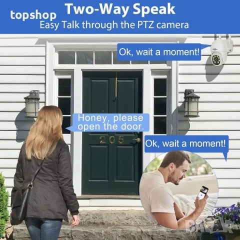 Hiseeu 5MP безжична PTZ система IP66 4 бр. WiFi камери,1TB твърд диск, 4K 10CH NVR, 2-посочно аудио, снимка 4 - Комплекти за видеонаблюдение - 50494941