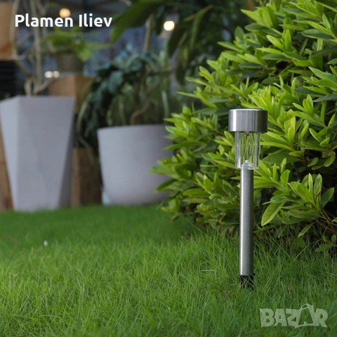 Комплект от 6 броя соларни градински LED лампи за оформяне на алеи и зони, снимка 3 - Външни лампи - 53307021