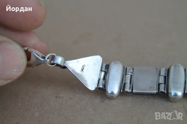 Дамска сребърна гривна с оникс, снимка 8 - Гривни - 50209898