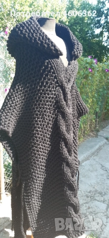 ръчно изплетено пончо , снимка 3 - Жилетки - 51855333