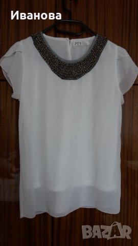 Тънка бяла блузка, снимка 2 - Тениски - 37692155