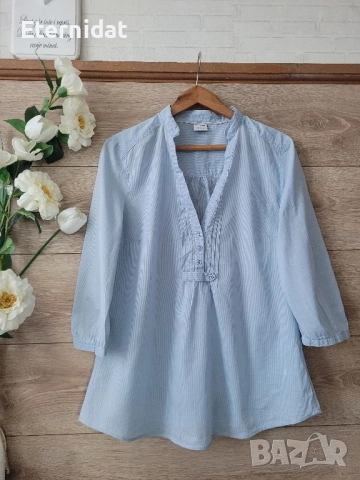 Нова бяла и синя блузка памучна материя ESPRIT , снимка 10 - Тениски - 51518481