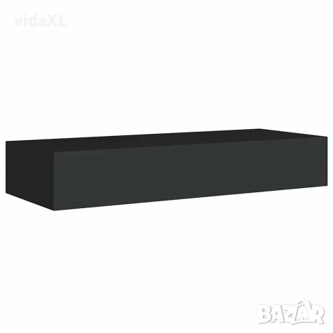 vidaXL Стенен рафт с чекмедже, черен, 60x23,5x10 см, МДФ, снимка 5 - Етажерки - 56146919