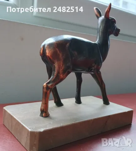 Ар деко бронзова скулптура статуетка върху мраморна основа., снимка 4 - Статуетки - 50048866