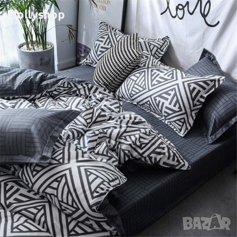 Спален Комплект 3 Части  - "Nordic Graphite", снимка 5 - Спално бельо - 42473595