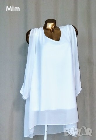 L/XL Бяла туника с дълъг ръкав , снимка 5 - Туники - 44302323