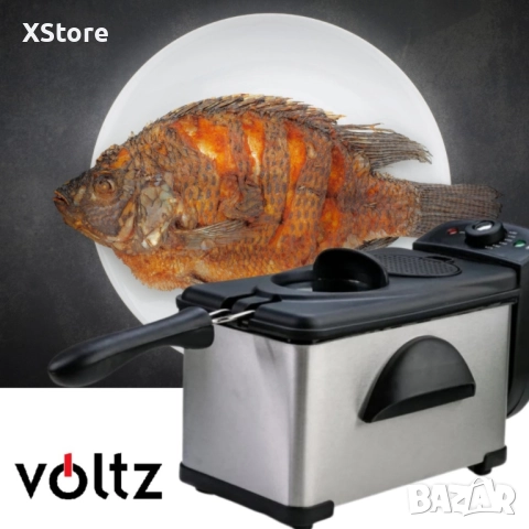 Фритюрник Voltz OV51980H, 2000W, 2л.. демонтиращ се съд, капак и бр. 1 филтър,, снимка 2 - Фритюрници - 52436656