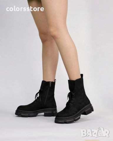 Равни боти - черен велур - BTVD19 - ., снимка 2 - Дамски боти - 51474424
