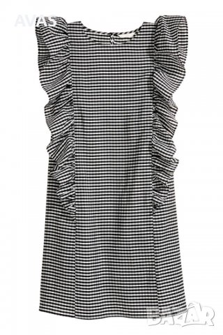 Нова H&M черно сива бяла рокля с волани M размер, снимка 2 - Рокли - 36685429