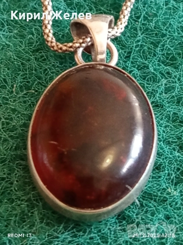 Винтидж сребърно колие с Кехлибар майсторска ръчна изработка 47014, снимка 2 - Колиета, медальони, синджири - 52926560