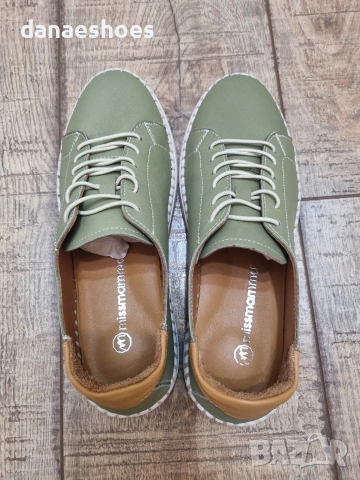 Дамски спортни обувки от естествена кожа в зелено , снимка 6 - Дамски ежедневни обувки - 53890498