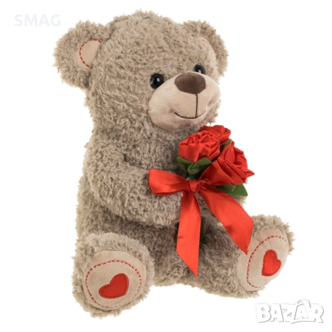 Плюшено мече с рози за Свети Валентин 30 см_1257331