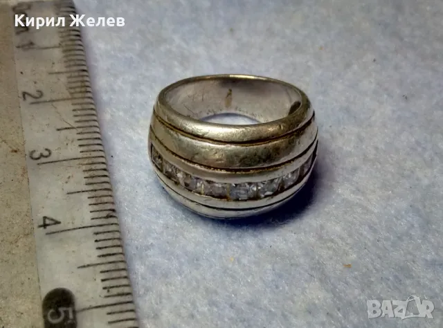 СТАР ДИЗАЙНЕРСКИ СКЪПОЦЕНЕН СРЕБЪРЕН ПРЪСТЕН СРЕБРО 925 с КАМЪНИ МОЙСАНИТ 25830, снимка 2 - Пръстени - 49886190