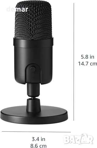 Мини USB кондензаторен кардиоиден микрофон Amazon Basics, черен, снимка 4 - Микрофони - 48001307