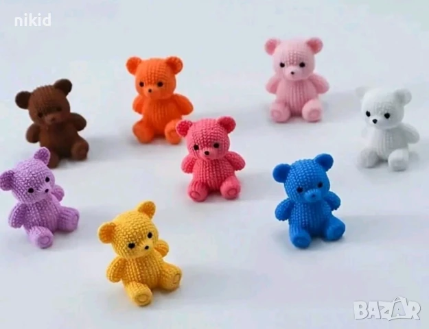 8 цвята малко мече пластмасова PVC фигурка играчка украса за торта декор и игра, снимка 2 - Фигурки - 51360324