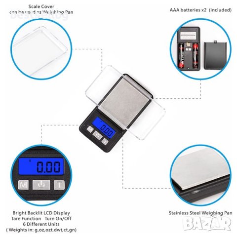 Малка кухненска електронна везна теглена за злато бижута 0.01 до 200гр, снимка 3 - Везни - 40107341