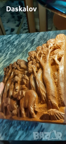 Продавам картина дърворезба -слончета!, снимка 2 - Картини - 51709773