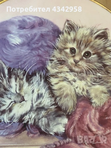 Gloria Porcelain.Bayreuth.Чиния с котки., снимка 2 - Антикварни и старинни предмети - 50784677