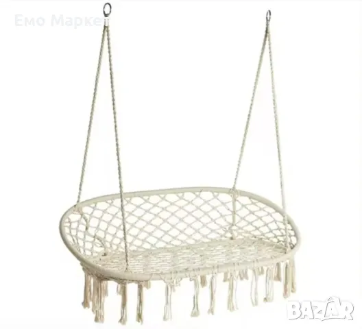 Двойна бежова градинска люлка за двама с възглавници, снимка 13 - Други стоки за дома - 49277217