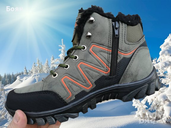  Спортни туристически боти с топъл хастар в зелено -CALSIDO, снимка 3 - Мъжки боти - 38882276