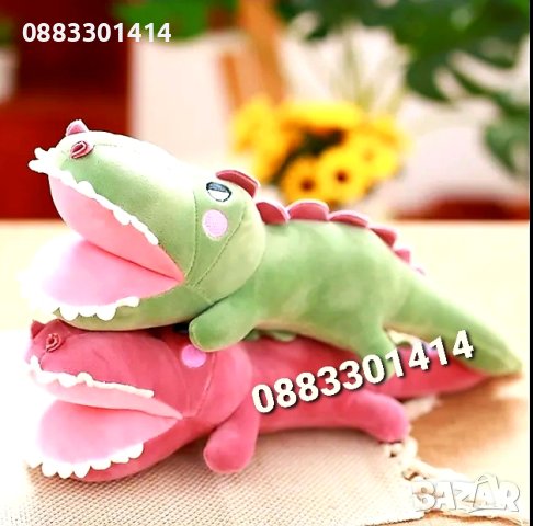 Плюшен крокодил Зелен Розов Двойка Крокодили Kawaii , снимка 2 - Плюшени играчки - 40588248