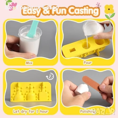 Нов Детски креативен сет гипсови вази с бои и цветя подарък за момичета, снимка 2 - Образователни игри - 52544653