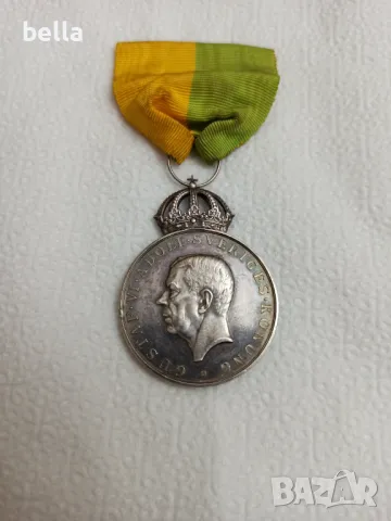 Сребърен медал Gustav Vl,запазен вид, снимка 2 - Антикварни и старинни предмети - 50057045