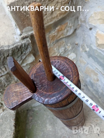 Соц Стара Дървена Буталка Чутура За Разбиване На Масло., снимка 13 - Антикварни и старинни предмети - 50648799