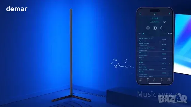 Черен RGB LED лампион riyo с приложение, дистанционно и 68+ режима, снимка 7 - Други стоки за дома - 56228533