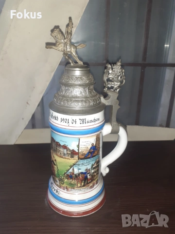 Голяма стара немска халба 0,5 л. военна тематика