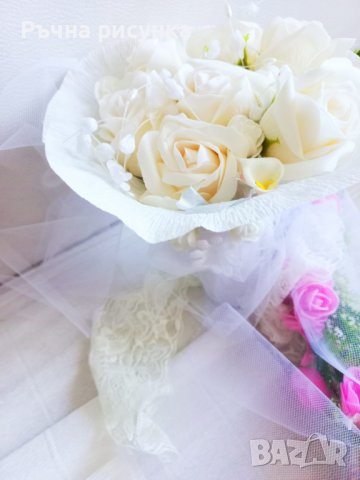 Голям булчински букет със сапунени рози, снимка 1
