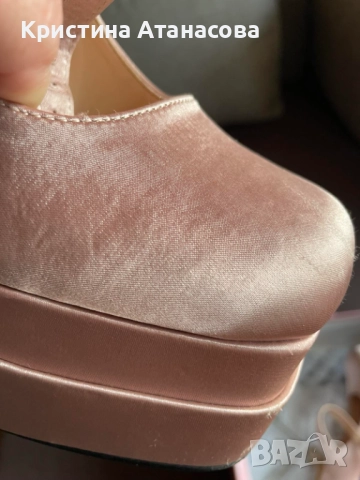 👠 Дамски обувки пудра - сатен 💎, снимка 6 - Дамски обувки на ток - 52110946