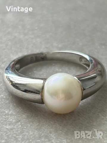 Уникален стилен дизайнерски сребърен пръстен с естествена перла , снимка 5 - Пръстени - 54097086