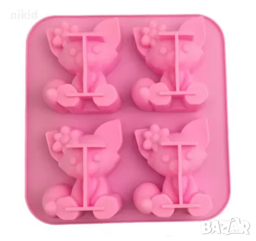 4 лисиче лисичка лисица коте силиконов молд форма фондан шоколад гипс сапун декор украса, снимка 2 - Форми - 48747439