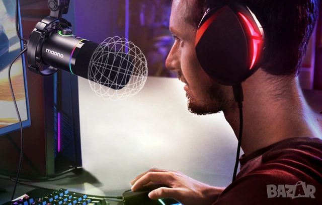 Микрофон RGB комплект с стойка за стрийминг MAONO PD200XS USB/XLR - ЧИСТО НОВ, снимка 7 - Микрофони - 54102731