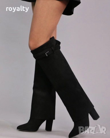 Ботуши на ток - черен велур