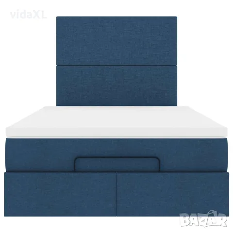 vidaXL Османска легло с матрак, синьо, 120x200 см, плат, снимка 7 - Спални и легла - 56147005