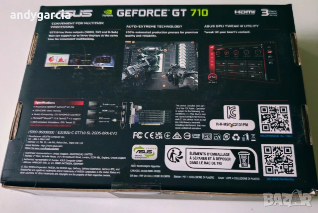  ASUS GeForce GT 710 EVO 2GB GDDR5 Video Card ЧИСТО НОВА ЗАПЕЧАТАНА, пасивно охлаждане, снимка 3 - Видеокарти - 54364094