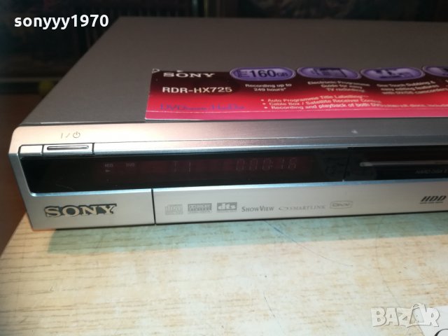 SONY RDR-HX725 HDD/DVD 160GB RECORDER 1111201859, снимка 8 - Плейъри, домашно кино, прожектори - 30755134