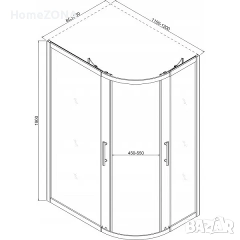 Душ кабина, 85-95х110-120х190 см, черен, снимка 2 - Душ кабини и вани - 51324428